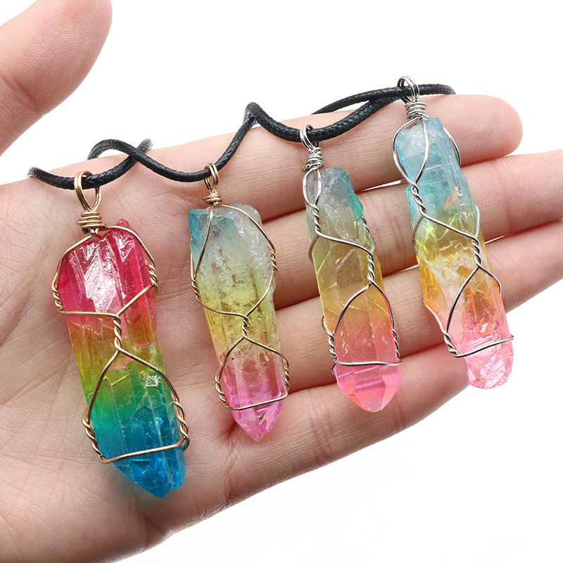 Stone Crystal Pillar Tree of Life Pendant Ins Fashion - Image 5