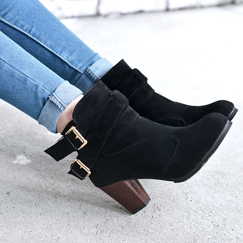 Winter Autumn Leather Casual Women High Heels Pumps - Image 4