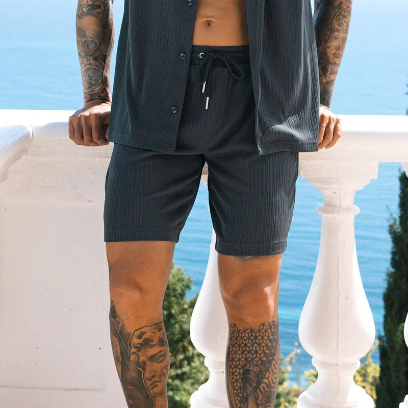 Men's Two Piece Set Short Sleeve Lapel Button Shirts - Image 4