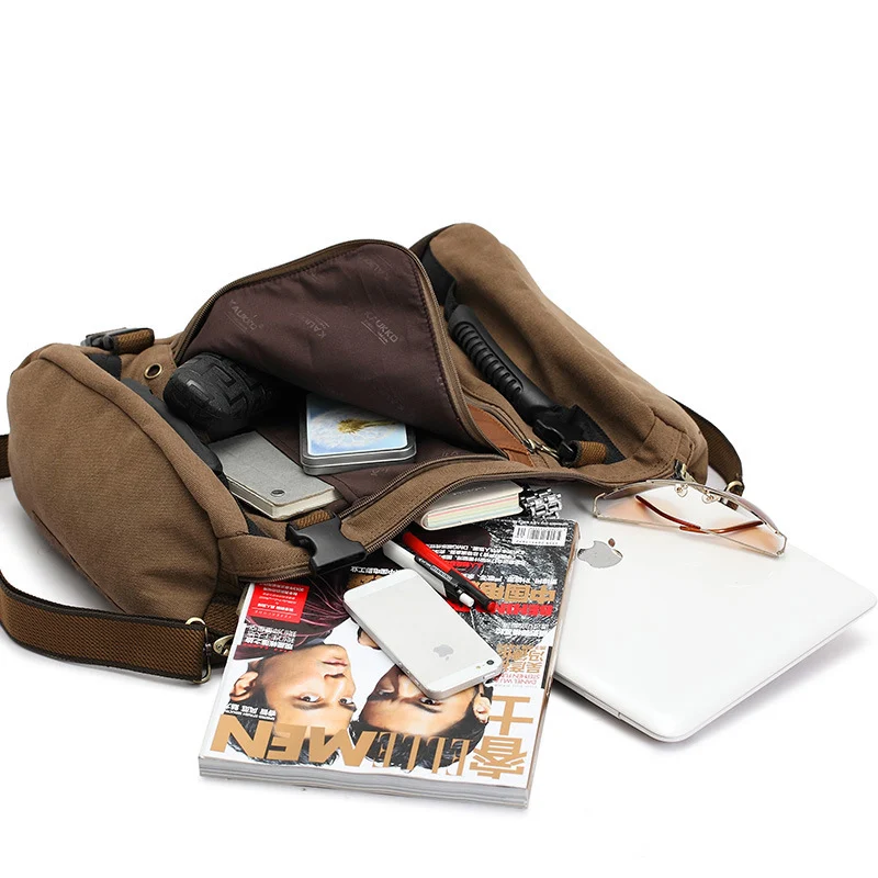 Men Canvas Backpack Huge Travel School Shoulder - Image 5