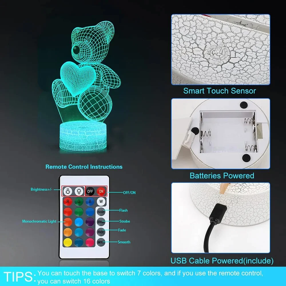 3D Lamp Acrylic USB LED Night Lights Neon Sign Lamp - Image 2