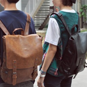 PU Leather Travel Backpack Leather Men Laptop Backpack