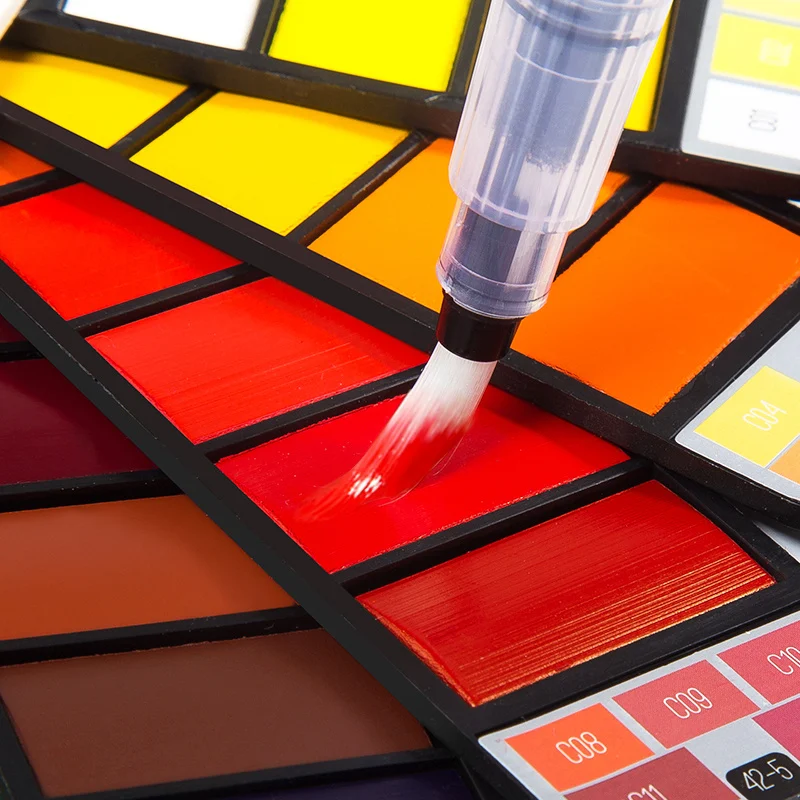 Solid Watercolor Paint Set with Water Brush Pen - Image 9