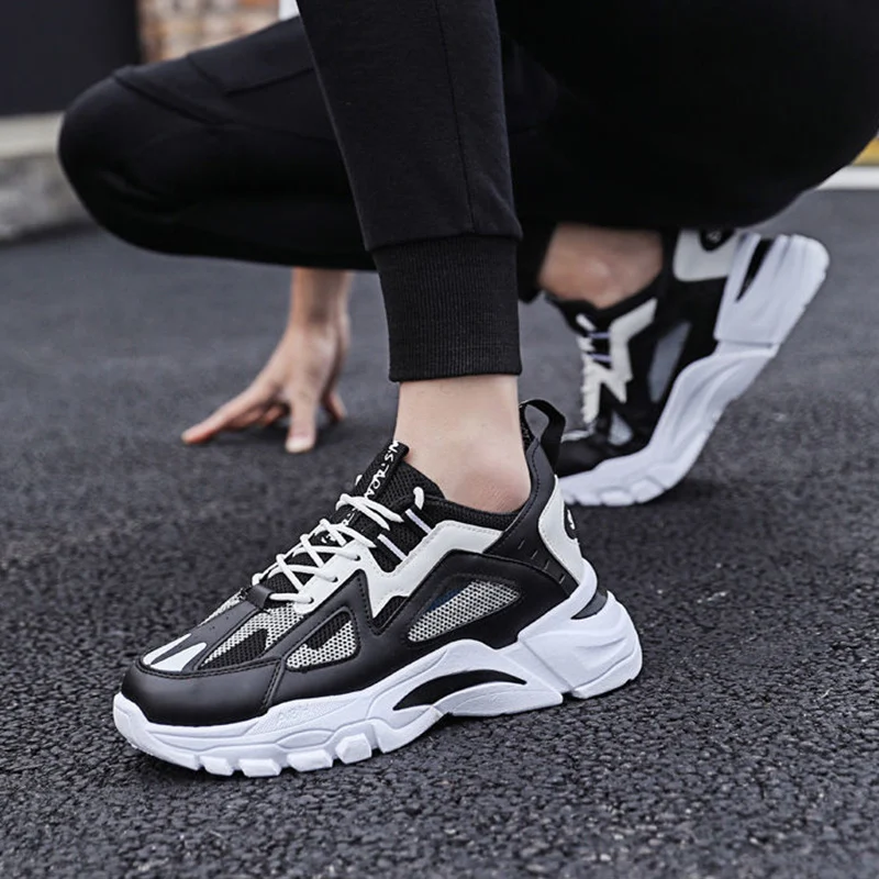 White Sneakers Men Non Slip Walking Running Shoes - Image 4