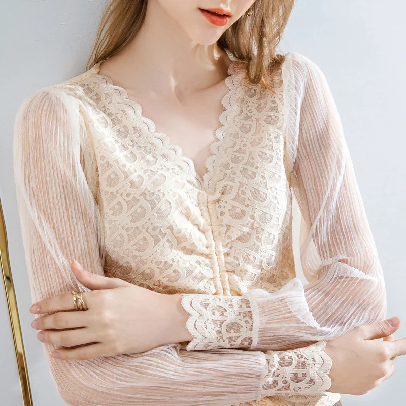 Temperament lace blouse women - Image 2