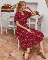 Women's Wave Point Short Sleeve Dress Shirt Collar Skirt - Image 4
