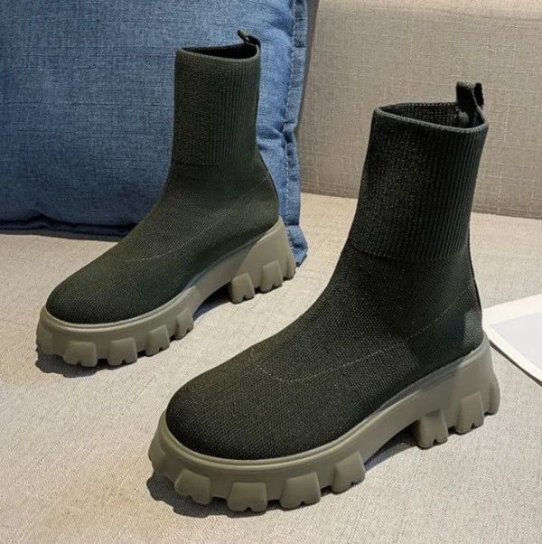 Women Sock Boots Platform Chunky Heels Shoes - Image 8