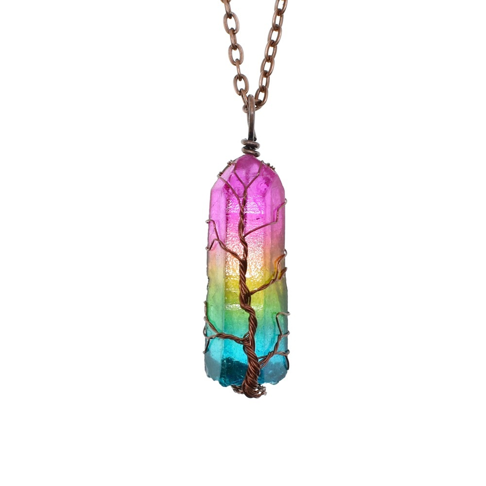 Stone Crystal Pillar Tree of Life Pendant Ins Fashion - Image 8