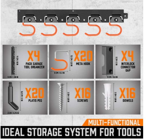 Wall Mount Hanger Garage Tool Organizer Heavy Duty Rack - Image 6