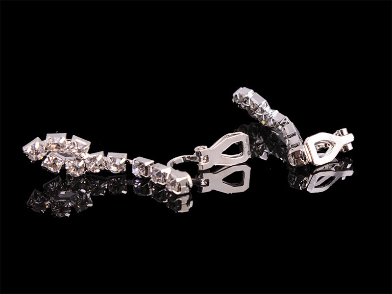 4 Pieces Rhinestones Necklace Set with Earrings Ring - Image 2