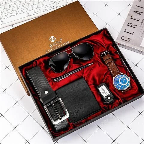 Watch Wallet Sunglasses Belt Gift Box Set for Men - Image 3