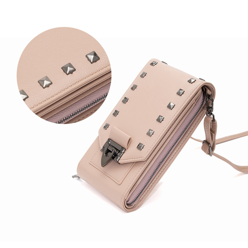 Rivet Design Shoulder Bags Mobile Phone Handbag Solid - Image 2