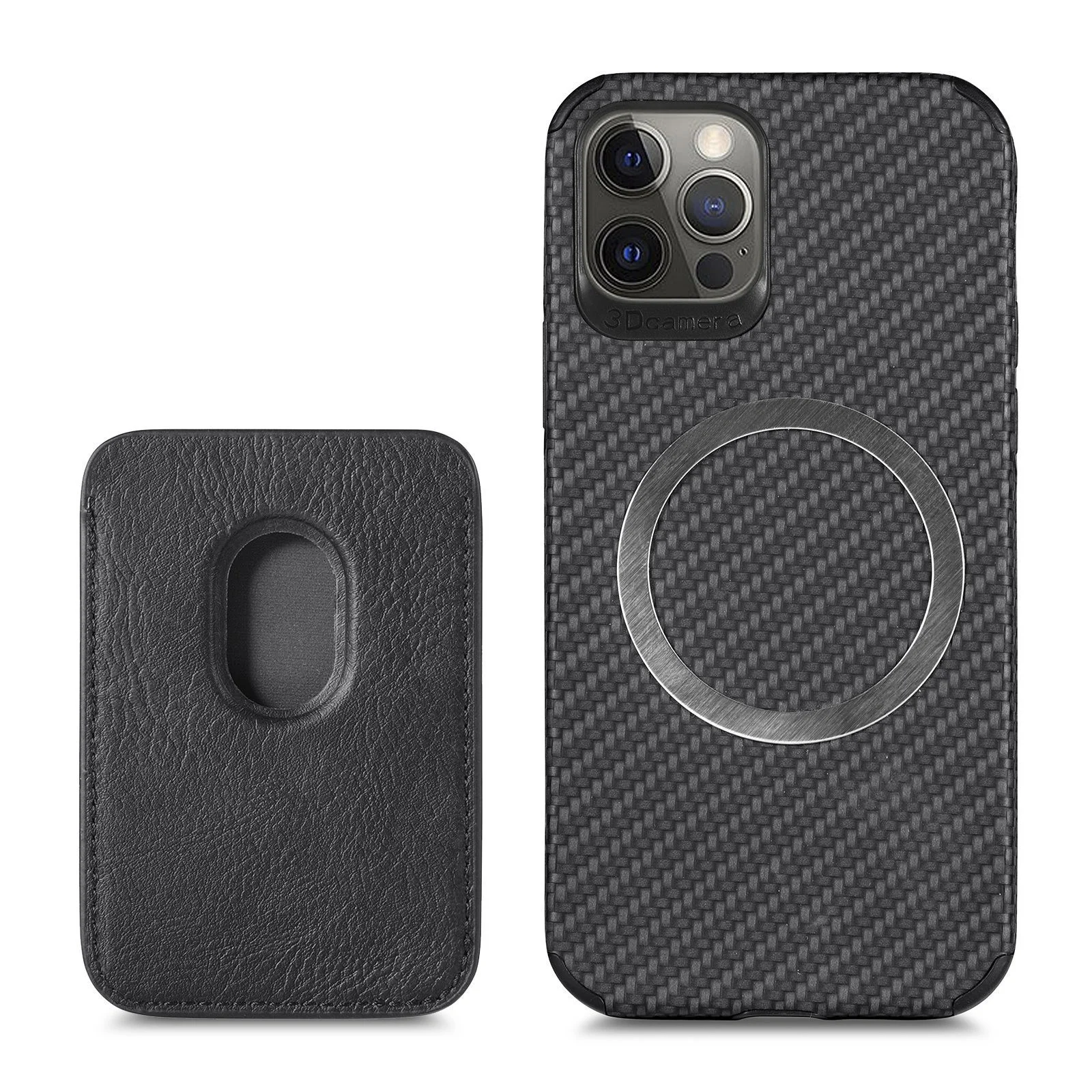 Magnetic Card Holder XR Carbon Fiber Pattern Phone Case - Image 3