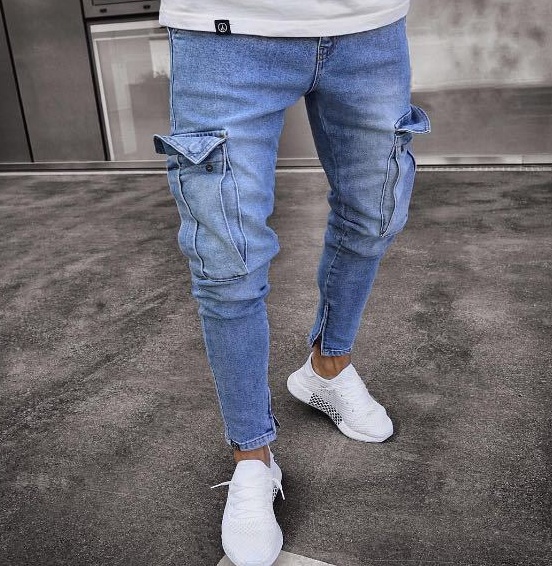 Cargo Hole Denim Jeans Men - Image 3
