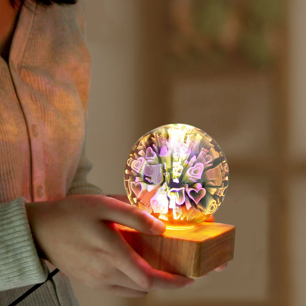 USB 3D Firework Crystals Ball Night Light Plug in - Image 8