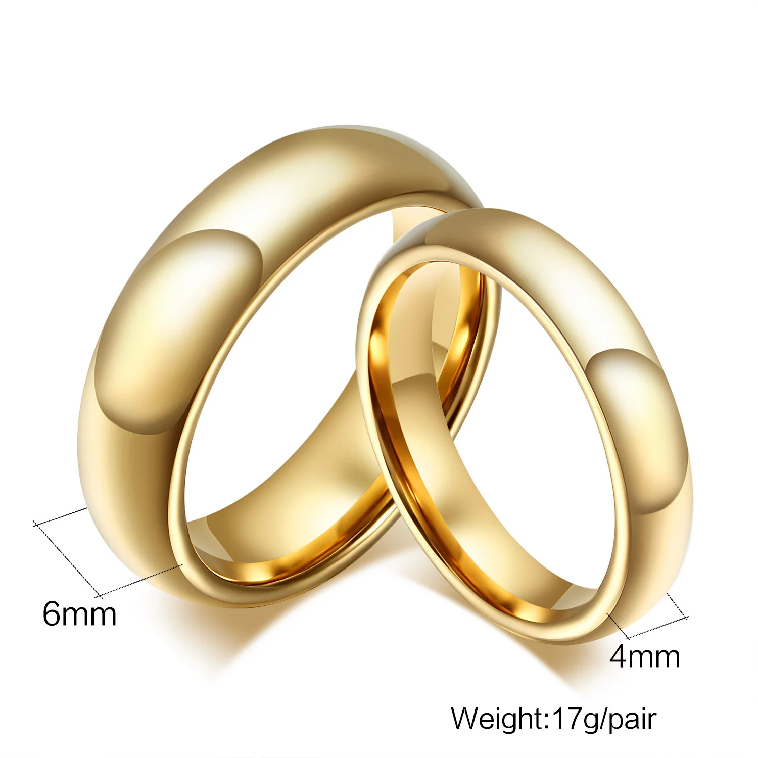 Glossy Plain Circle Tungsten Steel Couple Rings for Men - Image 2