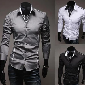 Men Shirt Fashion Cotton Slim Men Shirt Long Sleeve