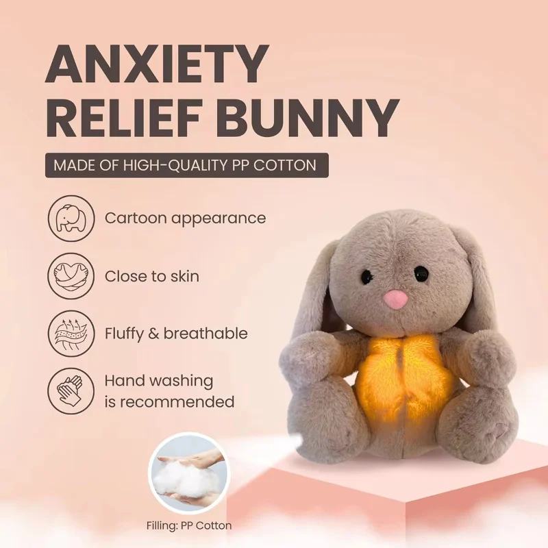 Breathing Rabbit Soothing Sensory Plush Toy with - Image 3