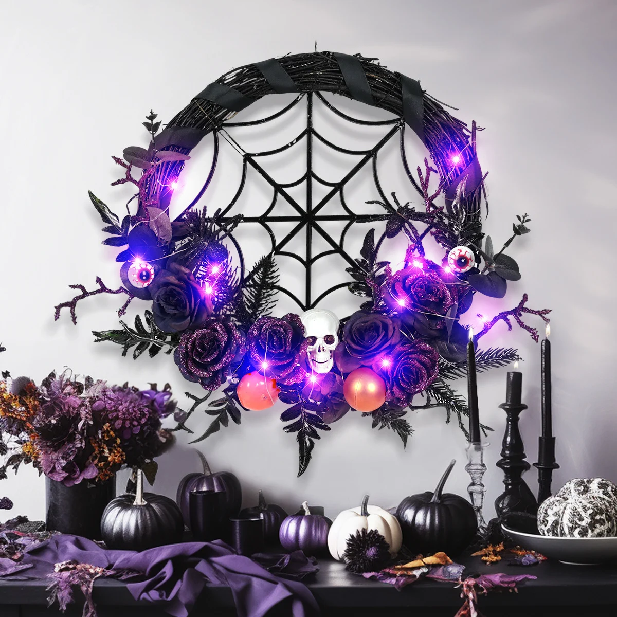 Halloween Decorations Spider Skull Vine Ring Artificial
