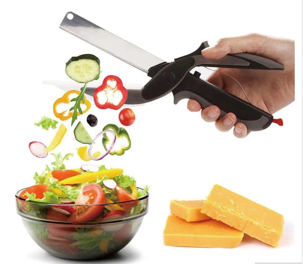 2 in 1 Stainless Steel Kitchen Knife Shears Vegetable