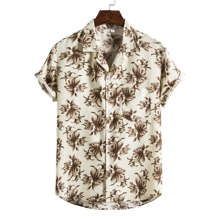 Men Short sleeved beach shirts men New printed T shirt - Image 8