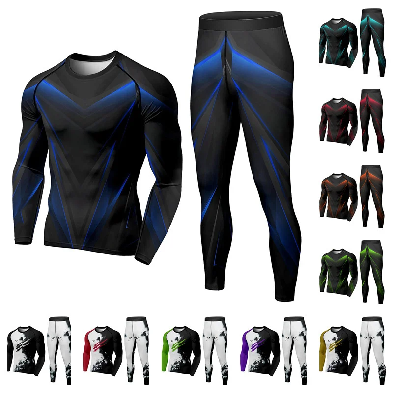 Men's 2 Piece Tracksuit Suit Compression Clothes