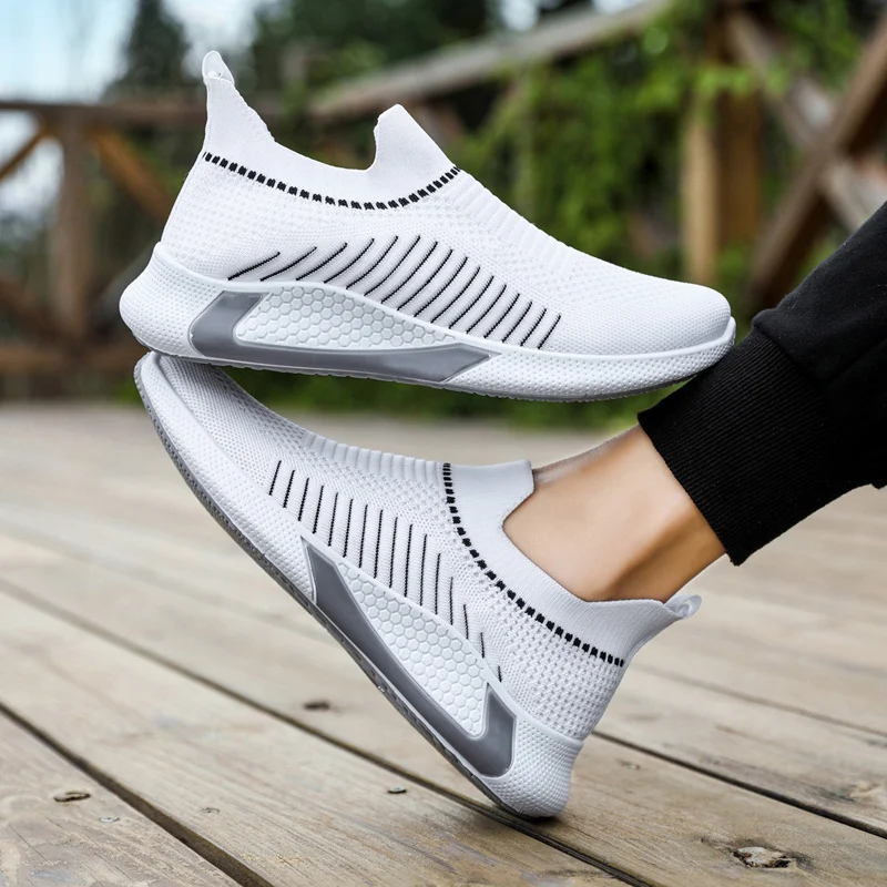 Fashion Mesh Sock Shoes with Striped Design Men Outdoor - Image 2