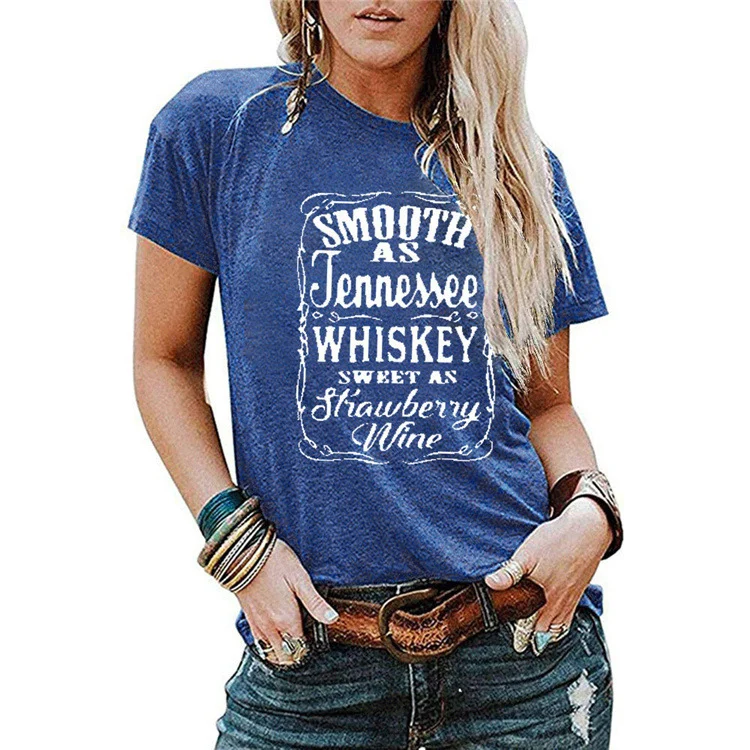Ladies Blouse Letter Printing Round Neck Short-sleeved T-Shirt Women - Image 4