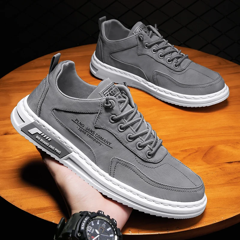 Men Sneakers Lace-up Letter Print Platform Canvas Shoes - Image 8
