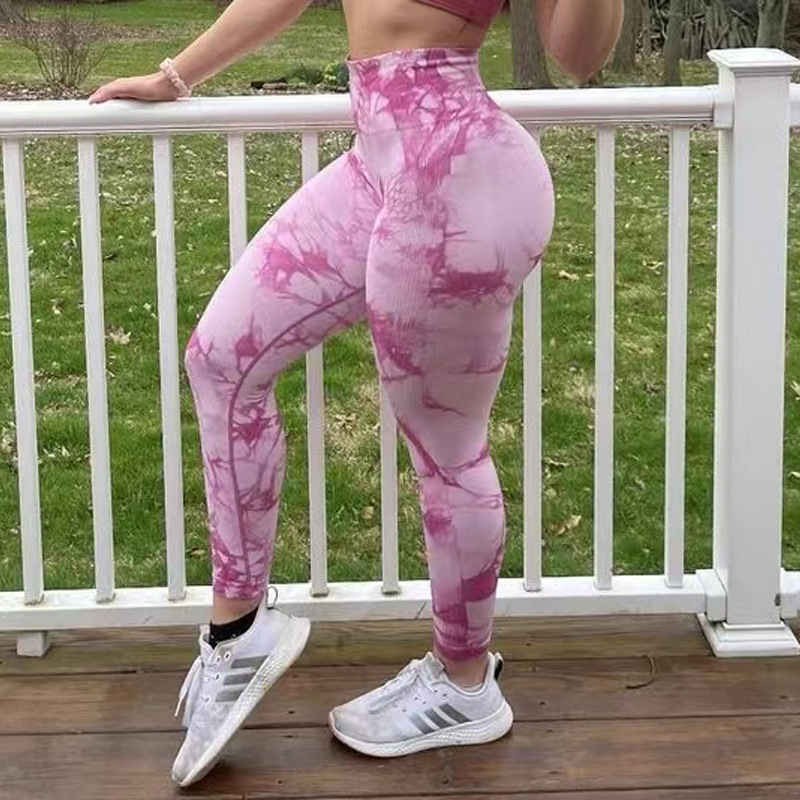 Tie Dye Leggings Women Fitness Yoga Pants Seamless Push - Image 2