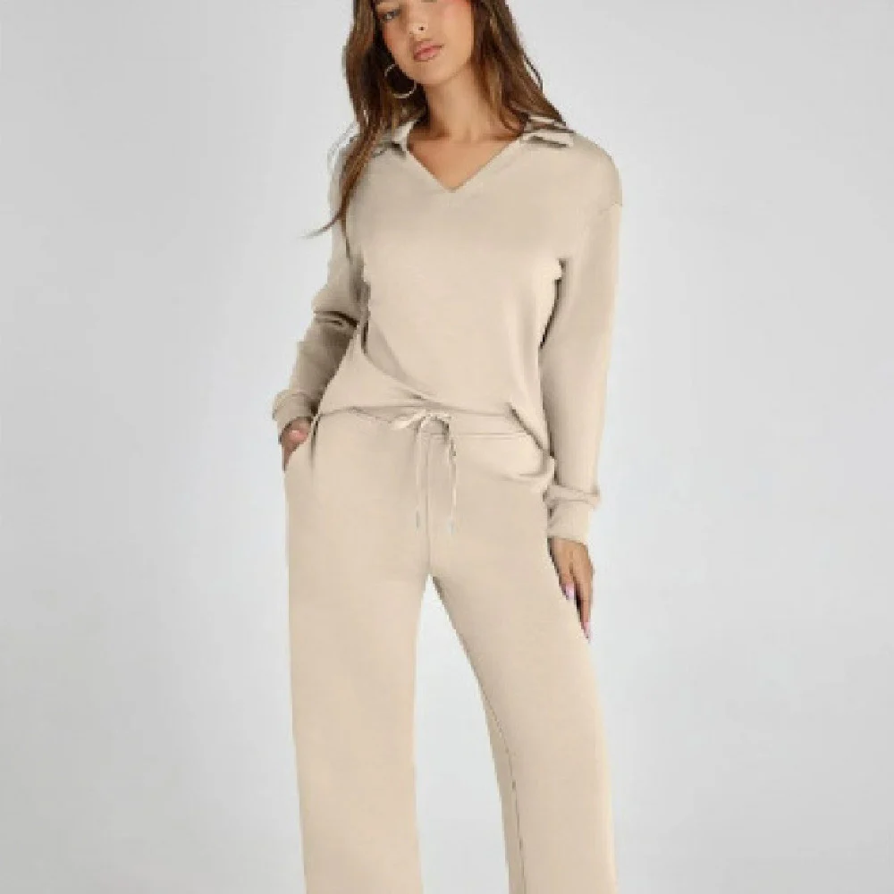 Women's Tracksuit Sports Suit V-neck Long-sleeved - Image 2