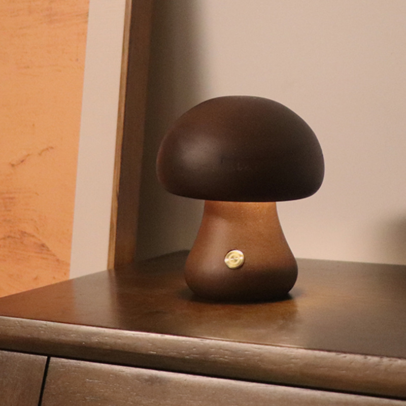 INS Wooden Cute Mushroom LED Night Light with Touch - Image 10