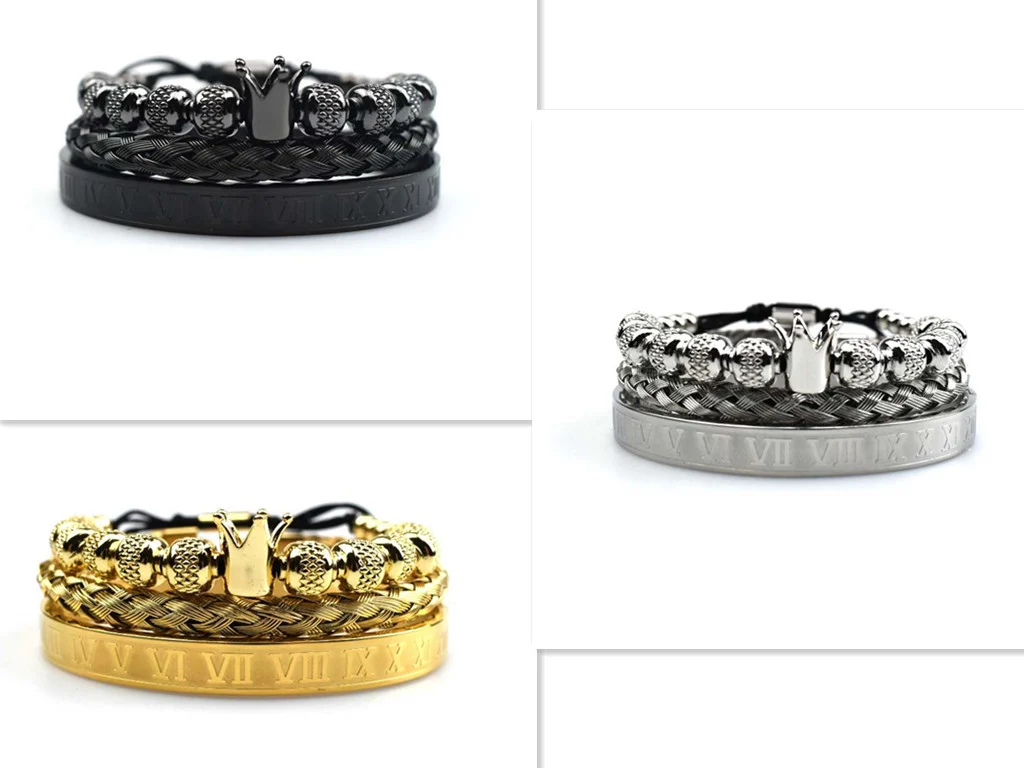 Luxury Roman Royal Crown Charm Bracelet Men Stainless - Image 7