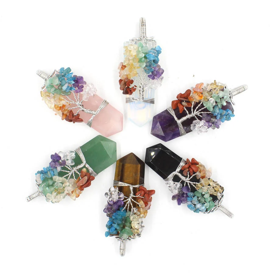 Crystal Column Tree of Life Winding Pendant Necklace - Image 4