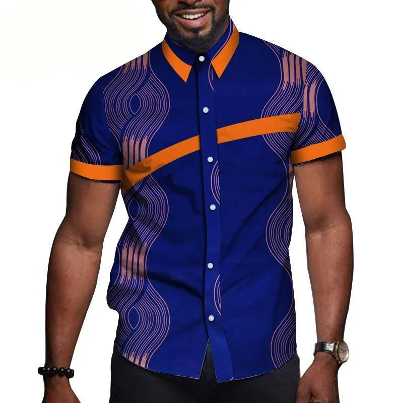 African Men Clothing Printed Short Sleeve Top T Shirt - Image 6