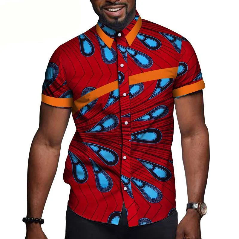 African Men Clothing Printed Short Sleeve Top T Shirt - Image 4
