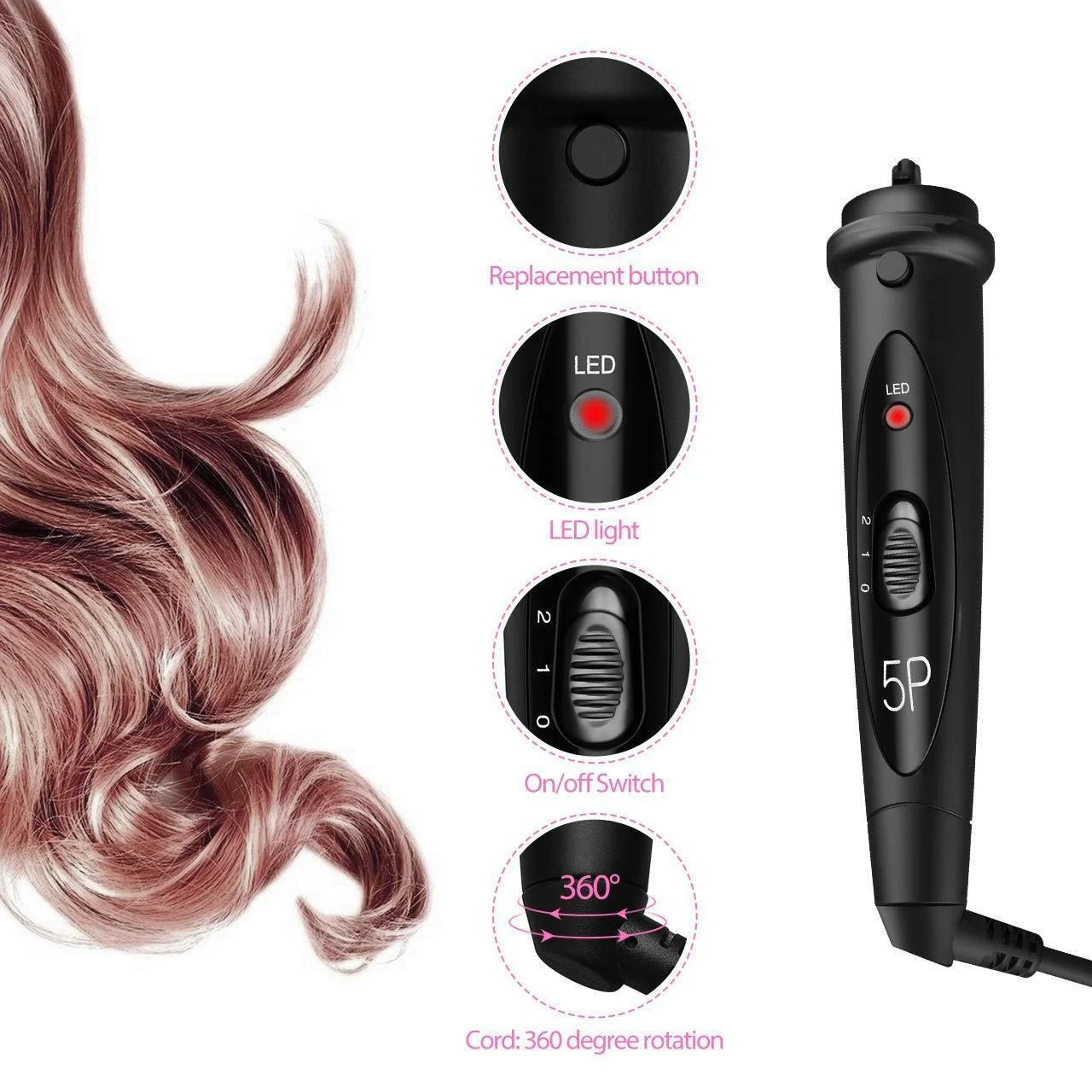 5p Ceramic Hair Curler Hair Care Straight Hair Pull - Image 8