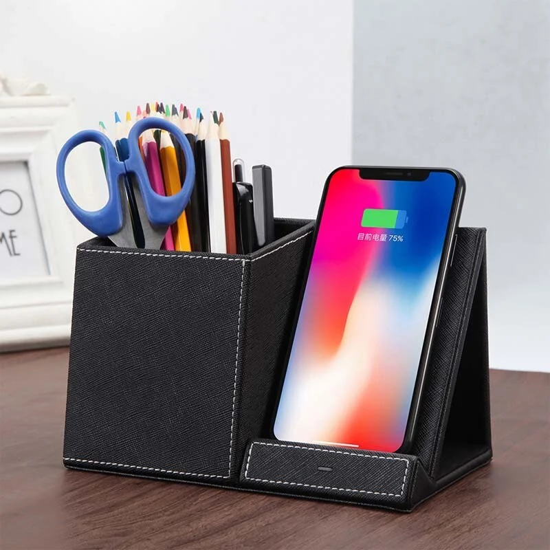 Leather Pen Holder Wireless Charger Wireless Phone