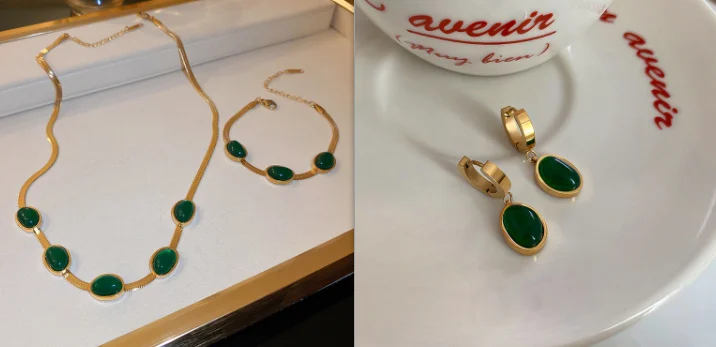 Fashion Jewelry Green Stone Crytal Snake Chain - Image 10