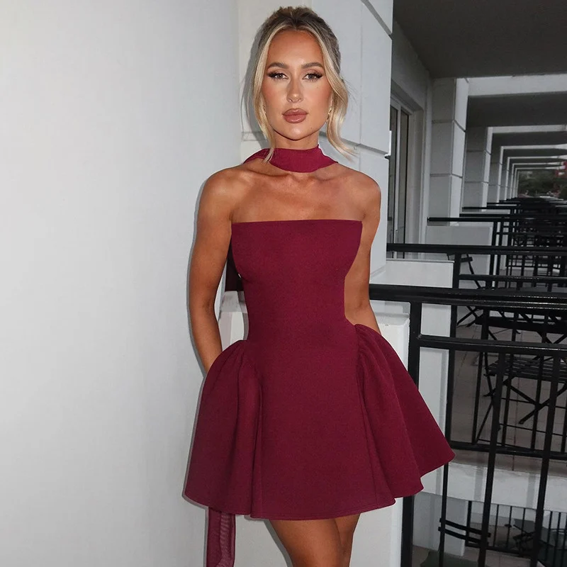 Sexy Tube Top Dress with Back Zipper Design Fashion - Image 4