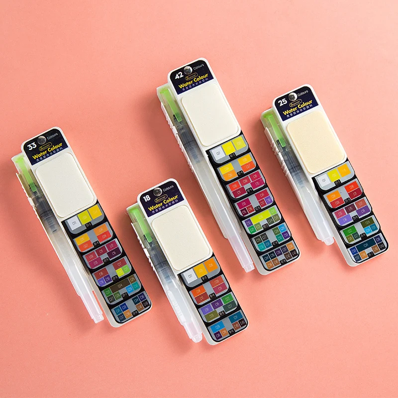 Solid Watercolor Paint Set with Water Brush Pen - Image 6
