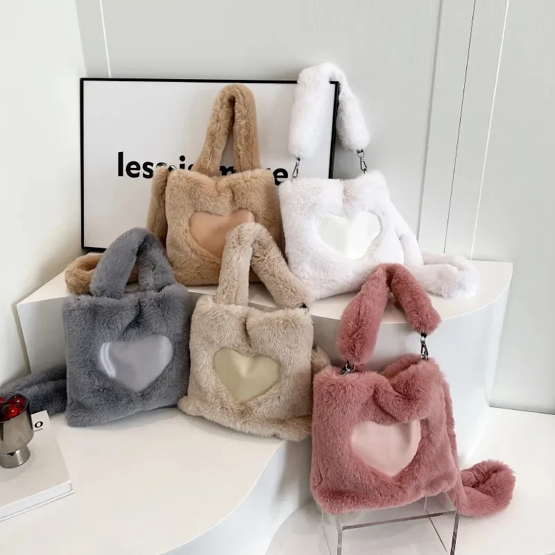 Women Fluffy Shoulder Bag Top-handle Bag Female Autumn - Image 2