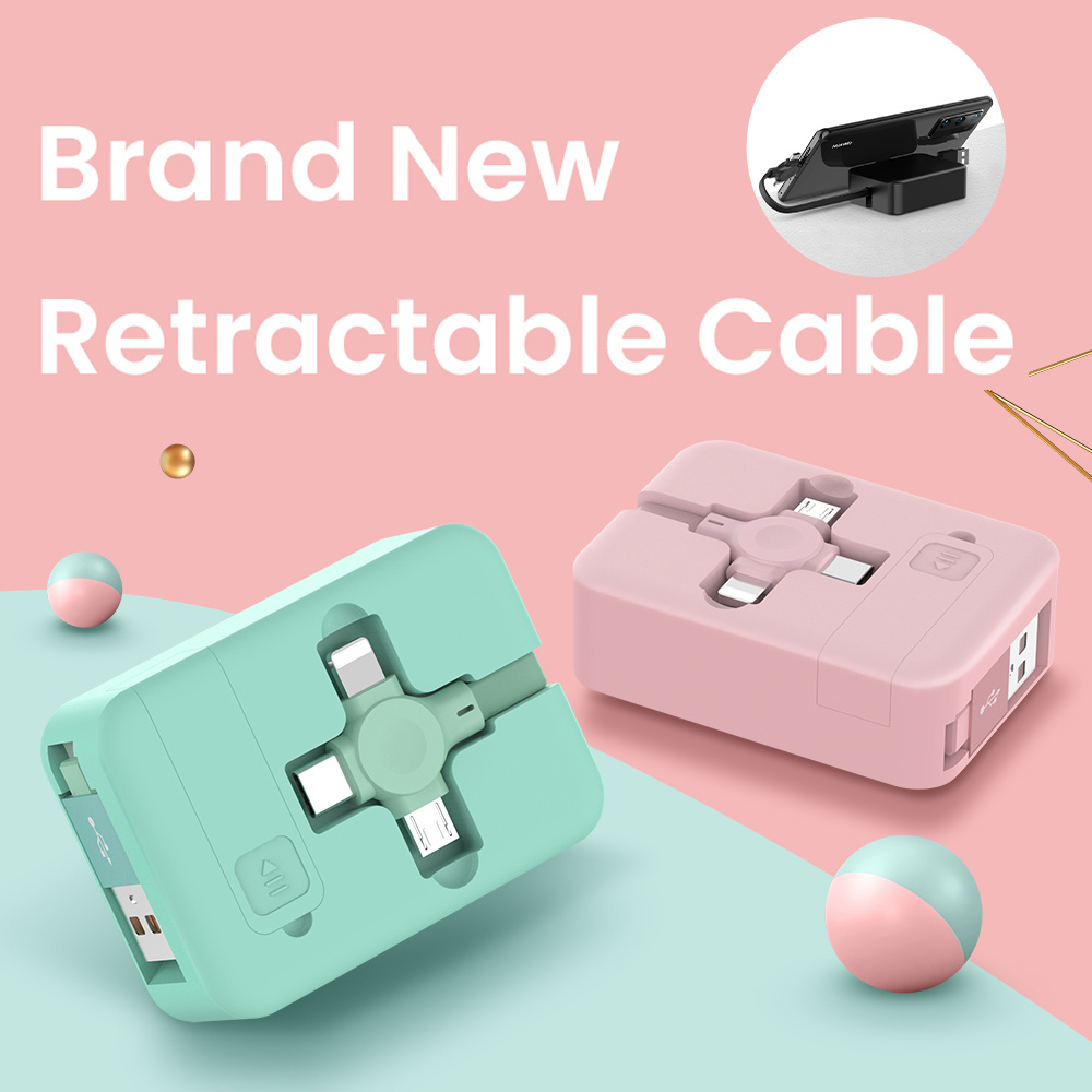 4 in 1 Retractable USB Cable Creative Macaron Type C