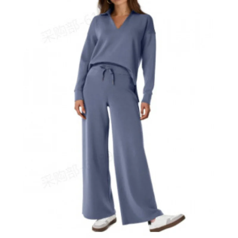 Women's Tracksuit Sports Suit V-neck Long-sleeved - Image 9