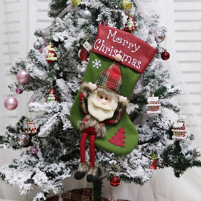 Year Xmas Big Stockings Set Decorations Christmas 3D - Image 10