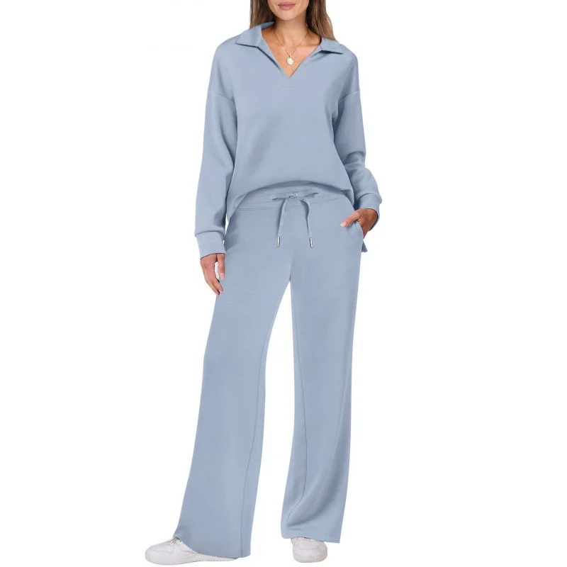 Women's Tracksuit Sports Suit V-neck Long-sleeved - Image 7
