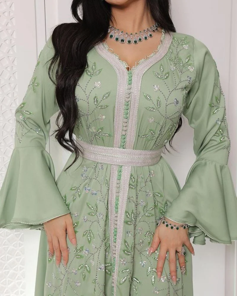 Middle Eastern Hot Diamond Kaftan Robe Dress - Image 5