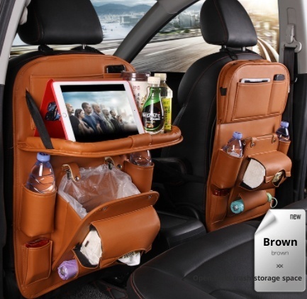 PU Leather Car Storage Bag Multifunction Seat Back Tray - Image 8
