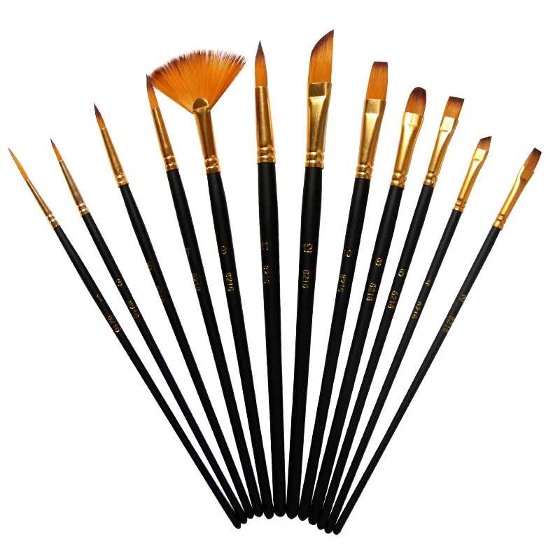 Set of 12 Watercolor Acrylic Paint Brushes - Image 3