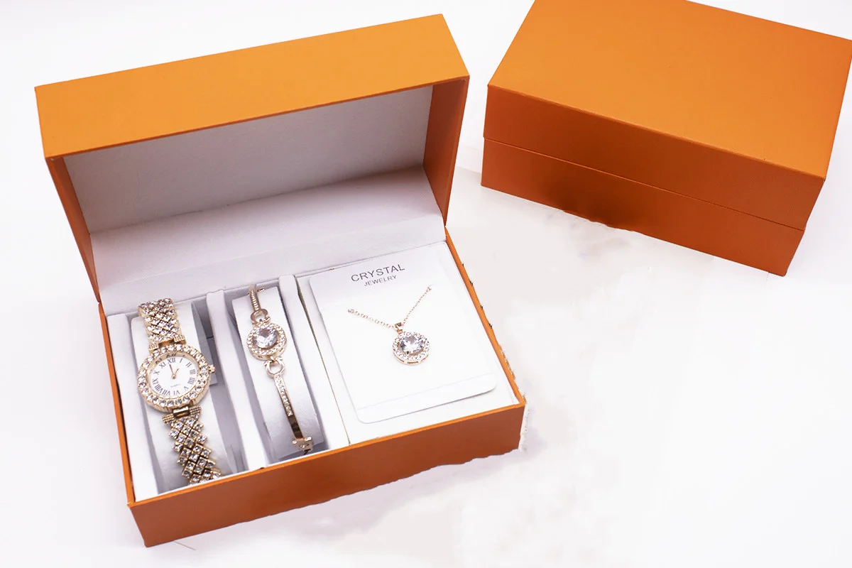 3-piece Rhinestone Watch Set With Bracelet And Necklace - Image 6